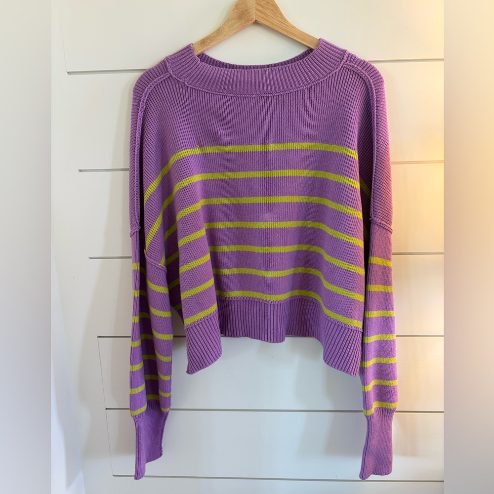 Free People Easy Street Stripe Crop Pullover NWT - Picture 4 of 5